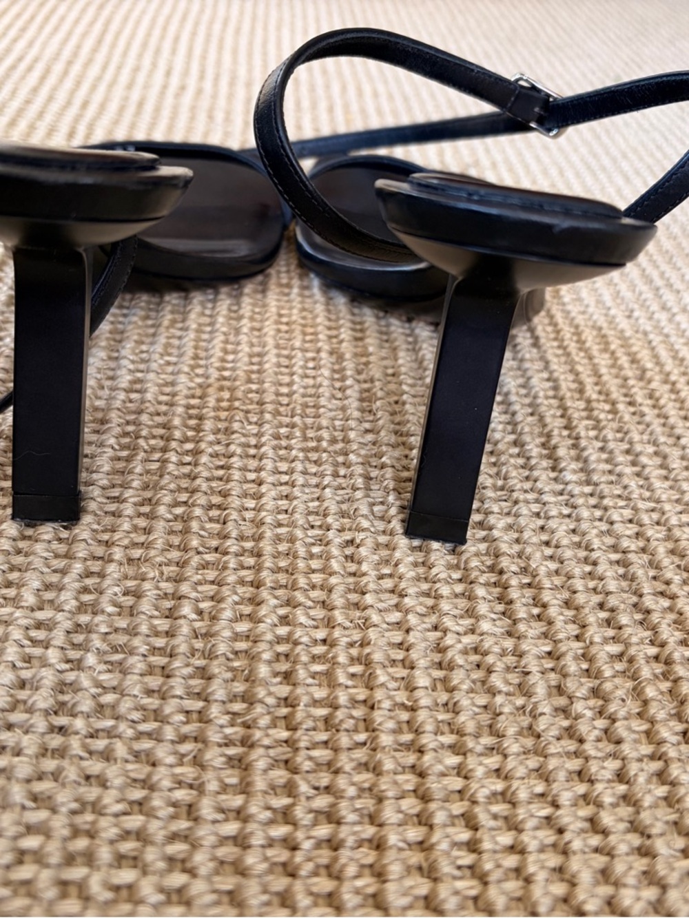Balenciaga Black Strappy Square-Toe Heeled Sandals with Thin Ankle Straps - Picture 4 of 4